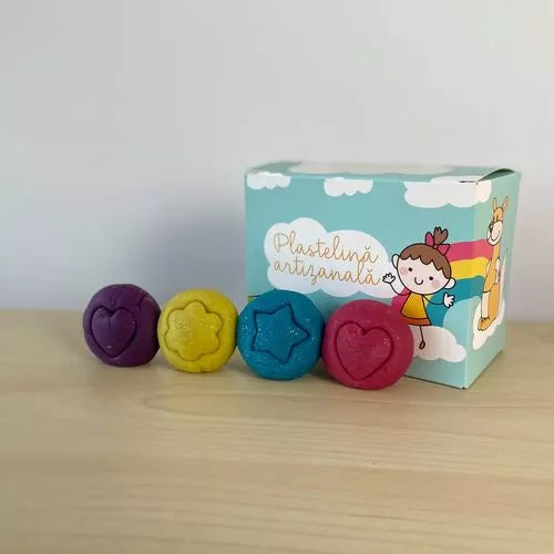 Set Plastefină cu sclipici, 10 culori - roz, mov, galben, albastru, alb, negru, maro, portocaliu, roșu, verde | Ediție limitată